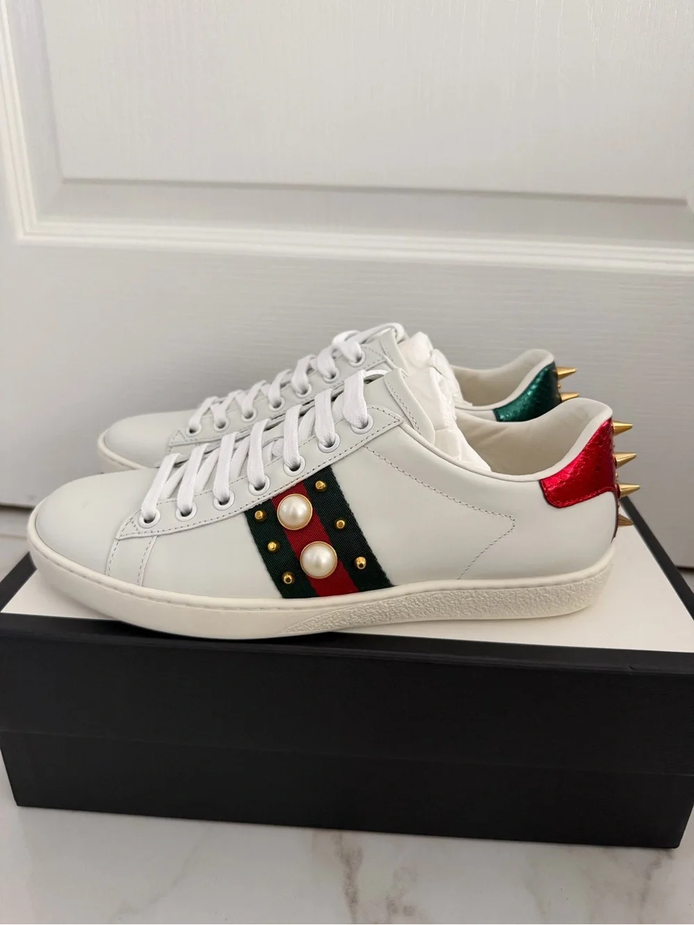 Gucci Ace Studded Pearl Sneakers - Picture 2 of 7